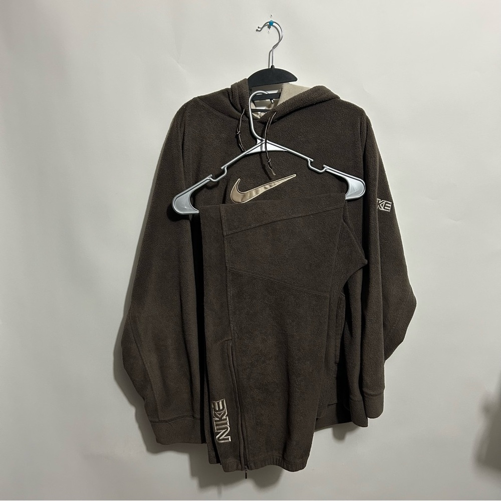 Vintage Nike Men’s Rare Pile Fleece Sweatsuit Set Brown Large